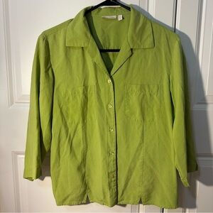 Lexicon medium women’s 3/4 sleeve vintage button up square buttons 100% silk